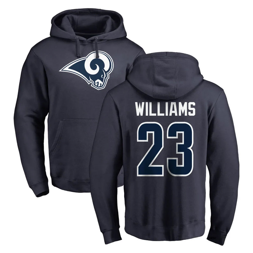 Seanshop LA.Rams #23 Kyren Williams Player Navy Pullover Hoodie Limited Game Stitched Jerseys