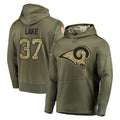 Seanshop LA.Rams #37 Quentin Lake Player Olive Salute to Service Pullover Hoodies Home Game Stitched Jerseys