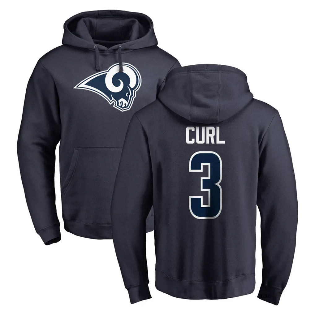 Seanshop LA.Rams #3 Kam Curl Player Navy Pullover Hoodie Limited Game Stitched Jerseys