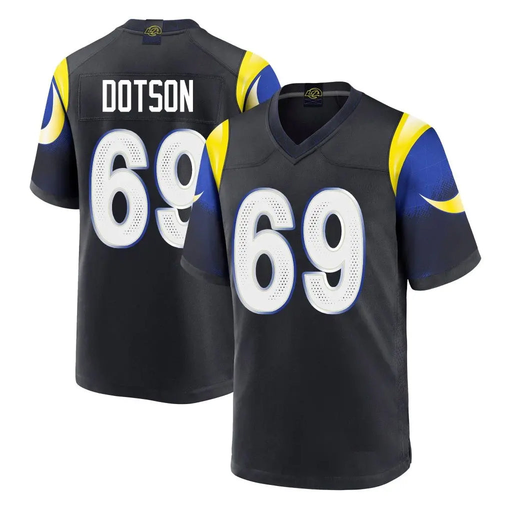 Seanshop LA.Rams #69 Kevin Dotson Player Black Midnight Rivalries Collection Home Game Stitched Jerseys