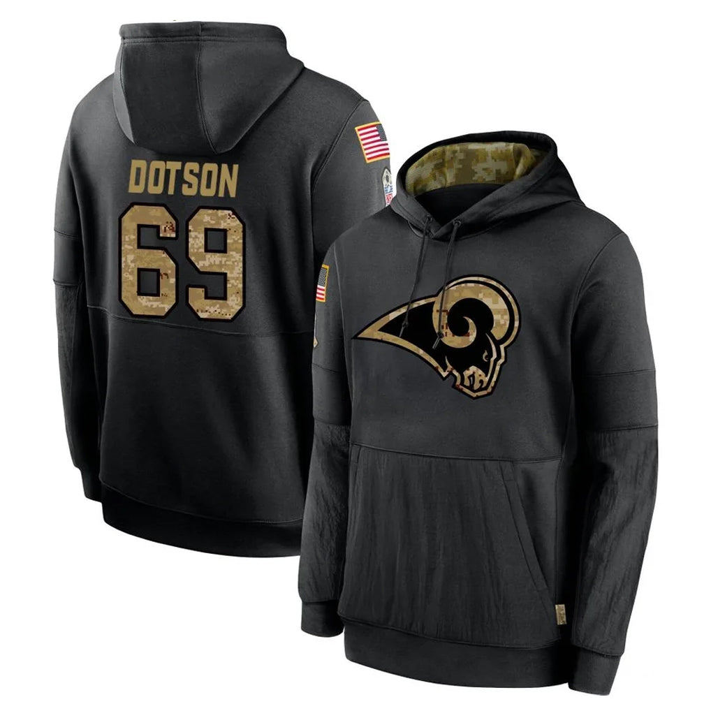 Seanshop LA.Rams #69 Kevin Dotson Player Black Salute to Service Hoodies Limited Game Stitched Jerseys