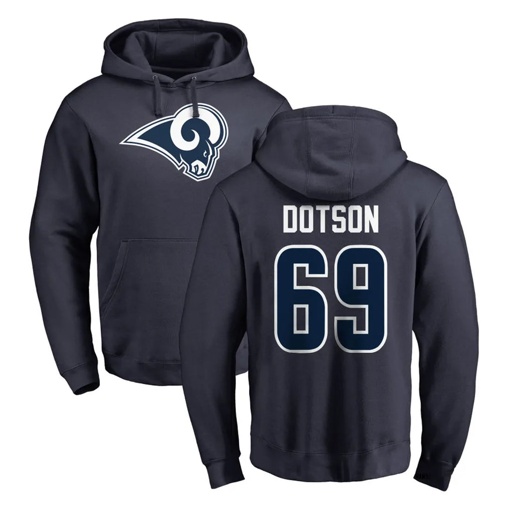 Seanshop LA.Rams #69 Kevin Dotson Player Navy Pullover Hoodie Limited Game Stitched Jerseys