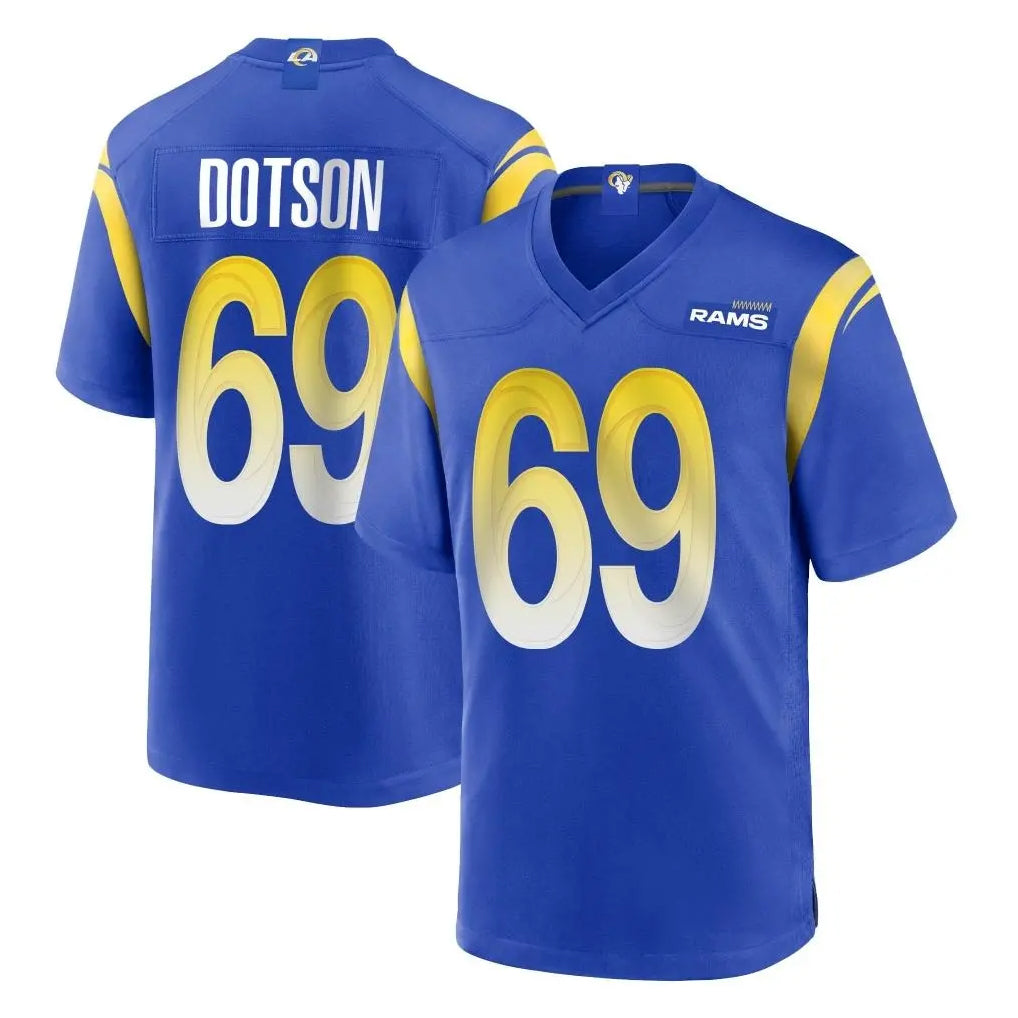 Seanshop LA.Rams #69 Kevin Dotson Player Royal Home Game Stitched Jerseys
