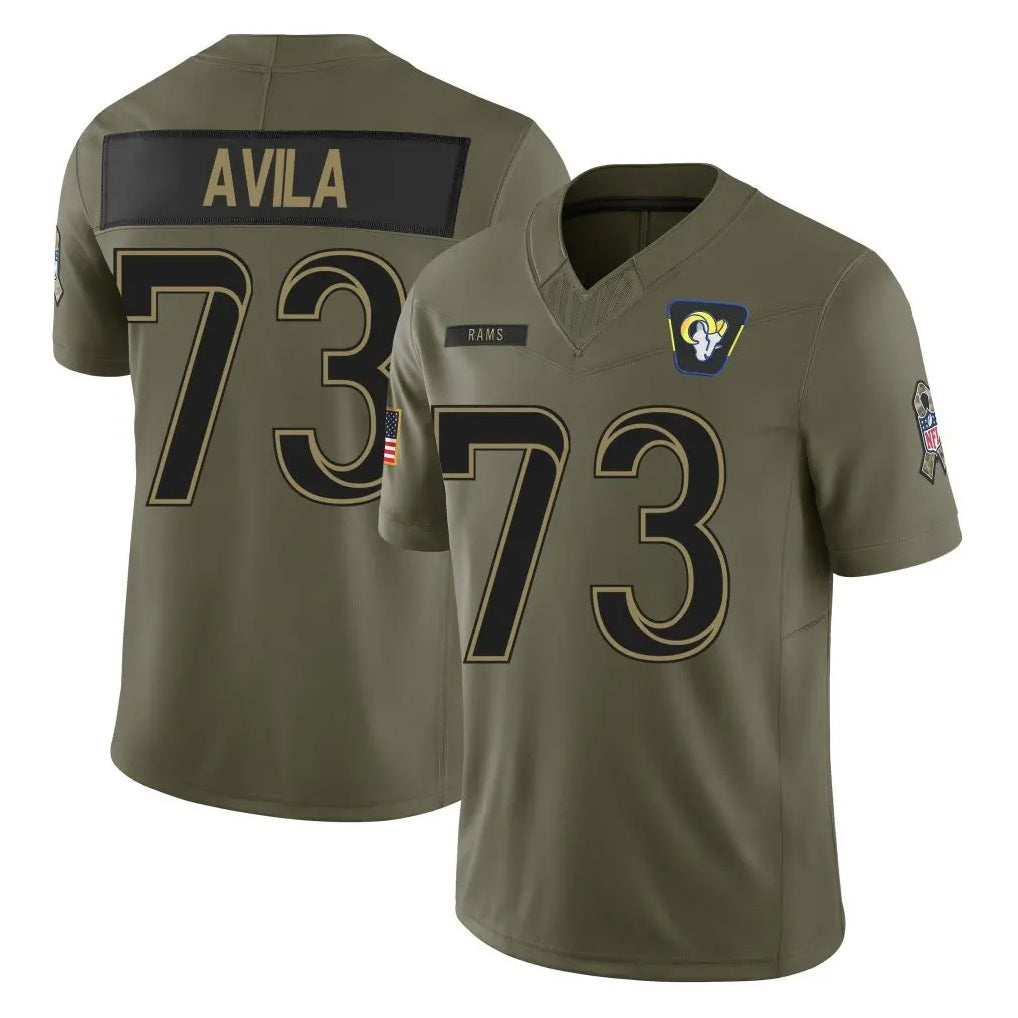 Seanshop LA.Rams #73 Steve Avila Player Olive 2025 Salute To Service Limited Game Stitched Jerseys