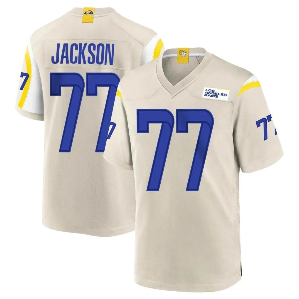 Seanshop LA.Rams #77 Alaric Jackson Player Bone Home Game Stitched Jerseys