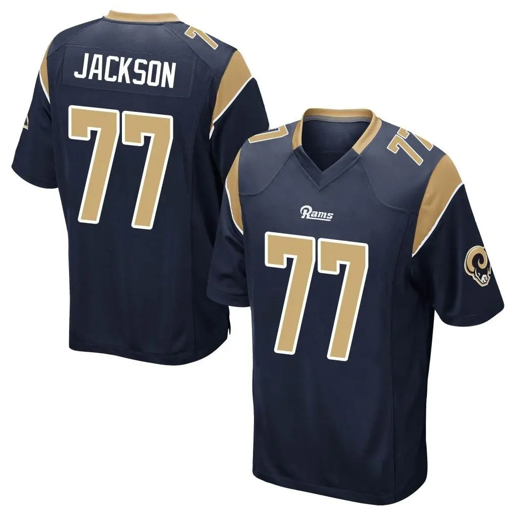 Seanshop LA.Rams #77 Alaric Jackson Player Navy Home Game Stitched Jerseys