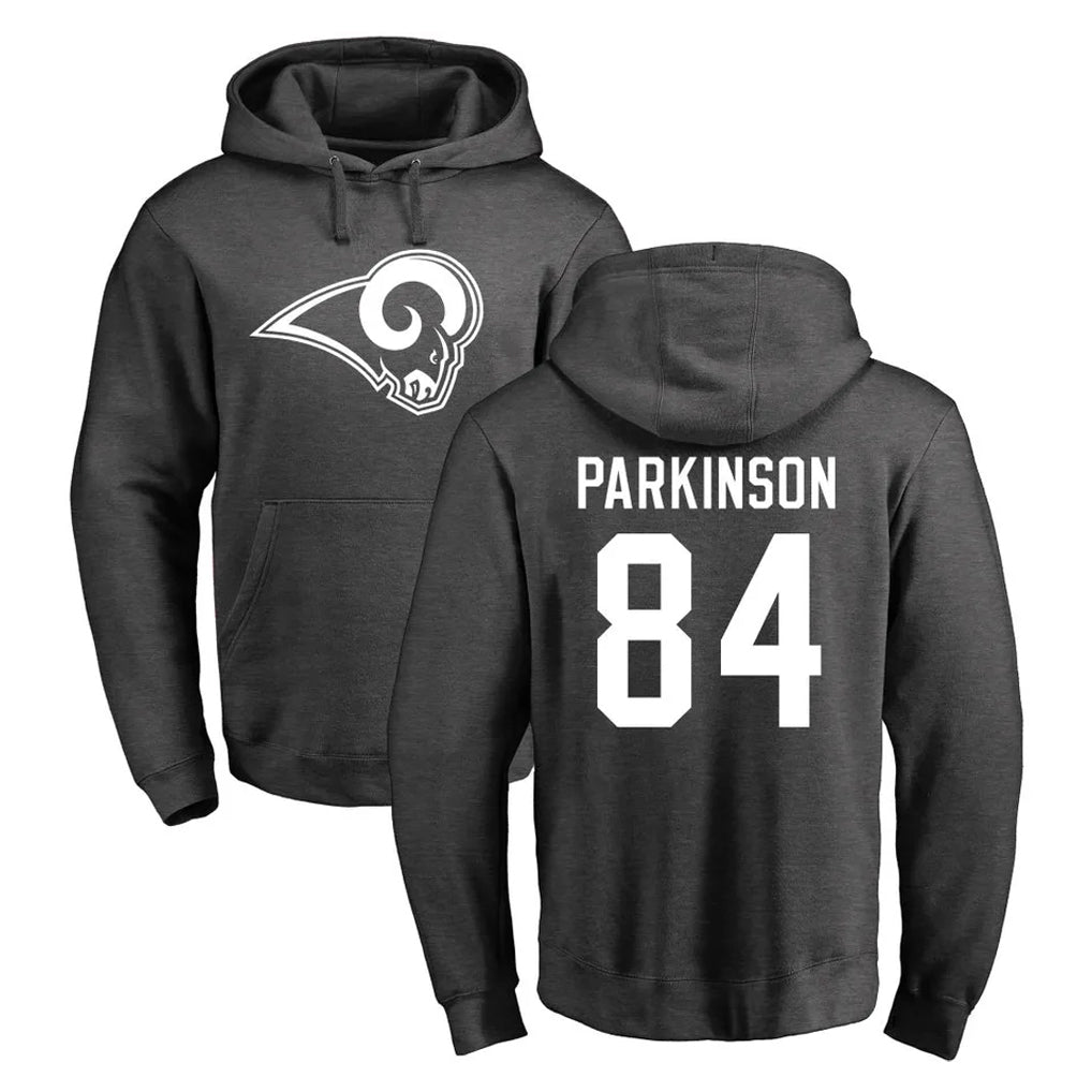 Seanshop LA.Rams #84 Colby Parkinson Player Gray Pullover Hoodie Limited Game Stitched Jerseys