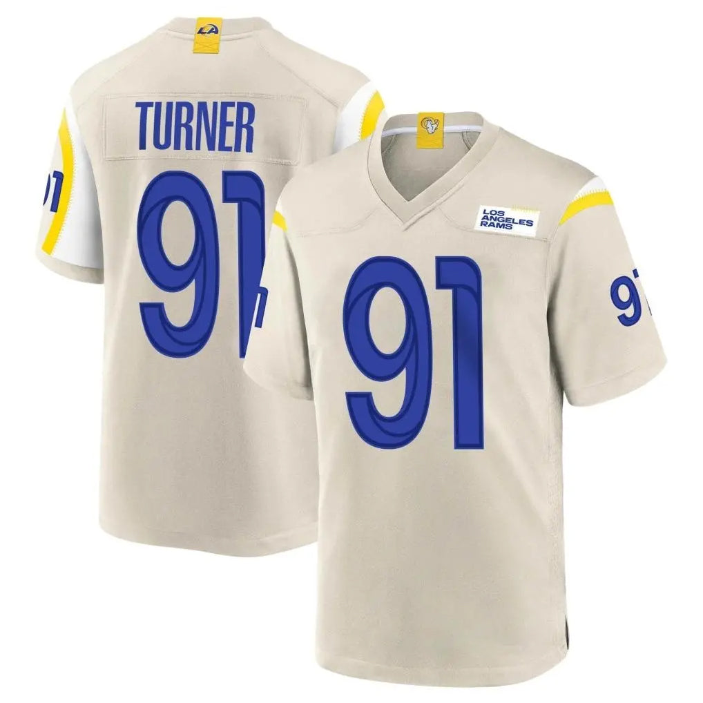 Seanshop LA.Rams #91 Kobie Turner Player Bone Home Game Stitched Jerseys