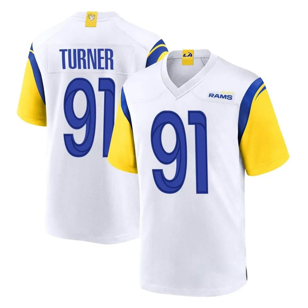 Seanshop LA.Rams #91 Kobie Turner Player White Home Game Stitched Jerseys