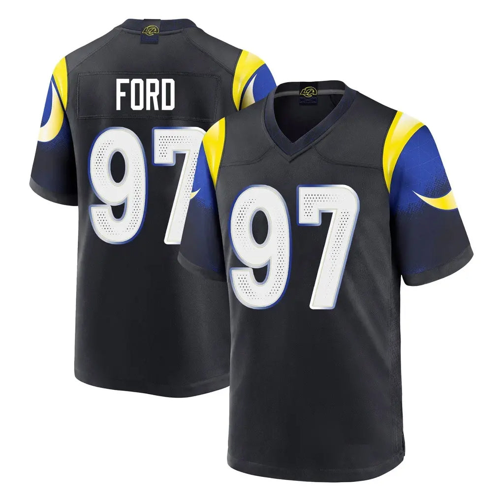 Seanshop LA.Rams #97 Poona Ford Player Black Midnight Rivalries Collection Home Game Stitched Jerseys