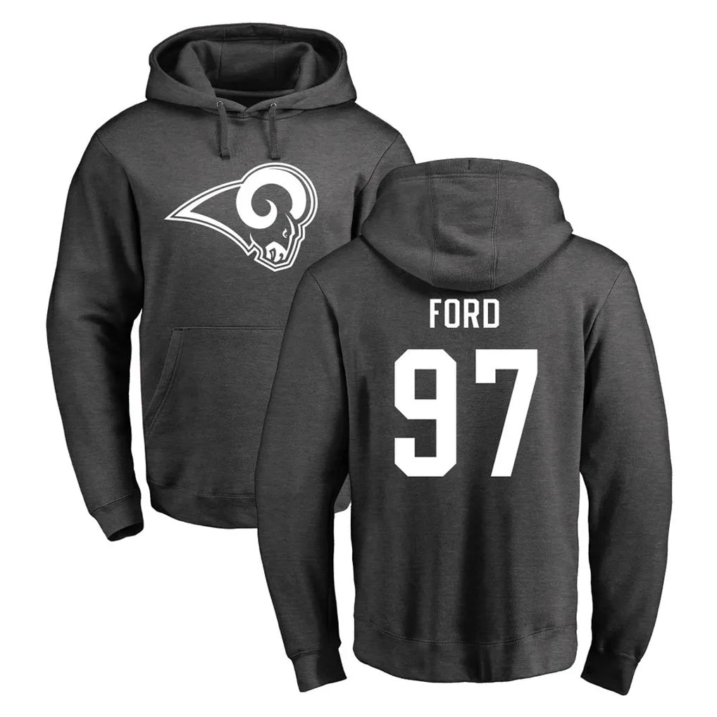 Seanshop LA.Rams #97 Poona Ford Player Gray Pullover Hoodie Limited Game Stitched Jerseys