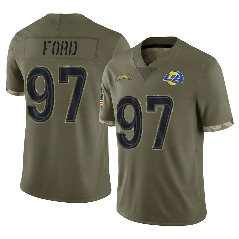 Seanshop LA.Rams #97 Poona Ford Player Olive Salute To Service Limited Stitched Jerseys