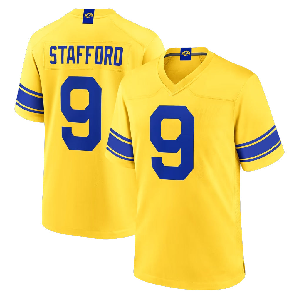 Seanshop LA.Rams #9 Matthew Stafford Player Gold Classic Sol Home Game Stitched Jerseys