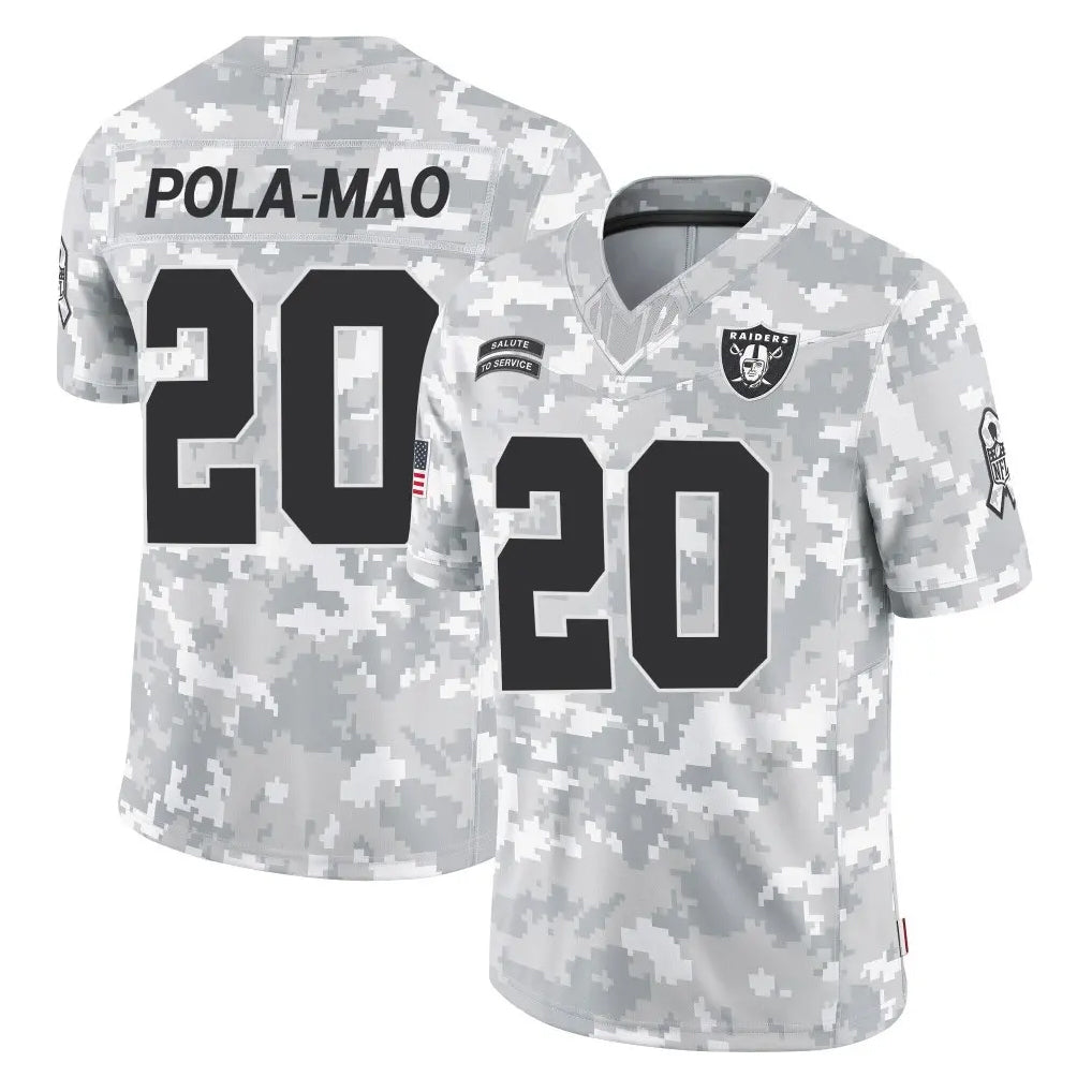 Seanshop LV.Raiders #20 Isaiah Pola-Mao Player Arctic Camo Salute To Service Limited Game Stitched Jerseys