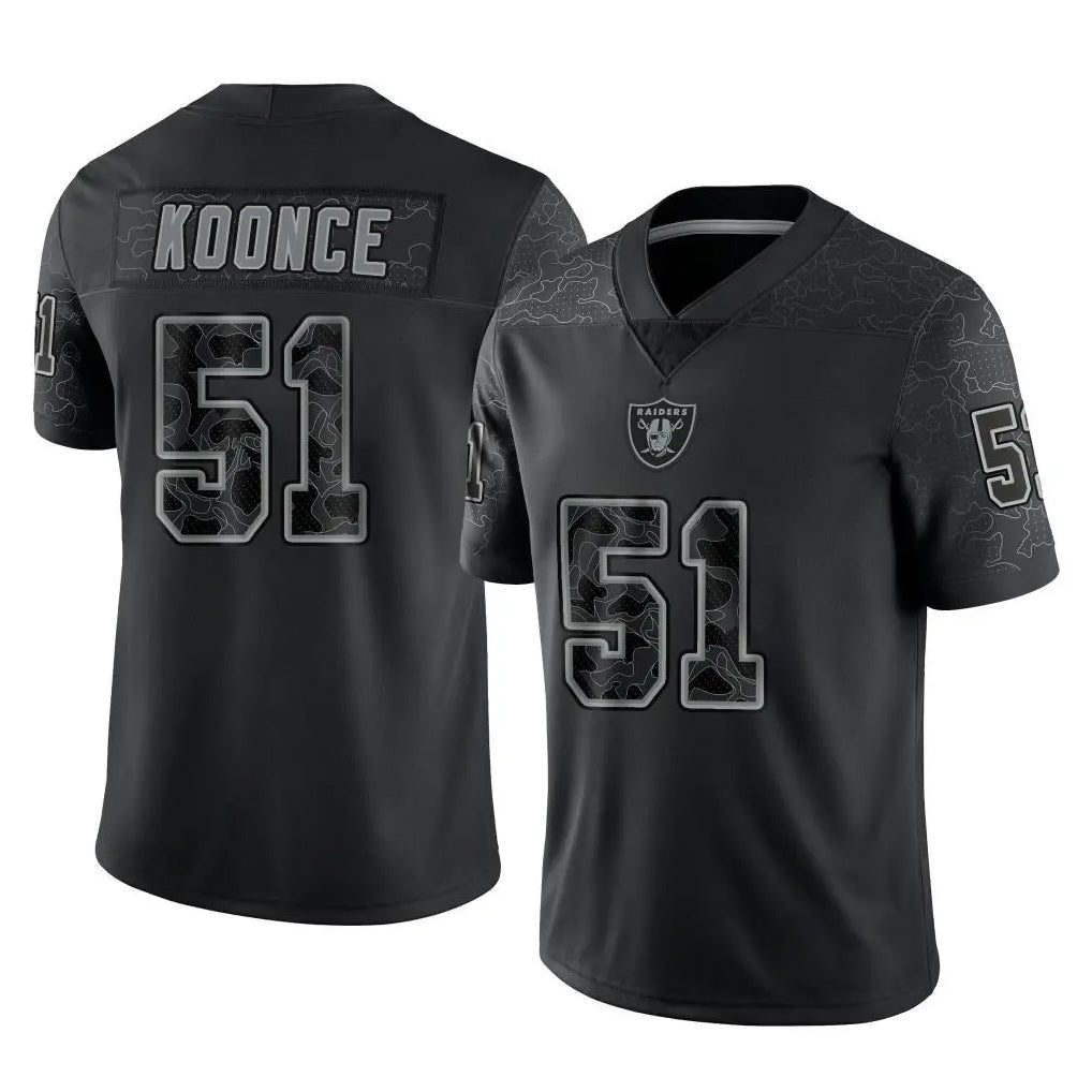 Seanshop LV.Raiders #51 Malcolm Koonce Player Black Reflective Limited Game Stitched Jerseys
