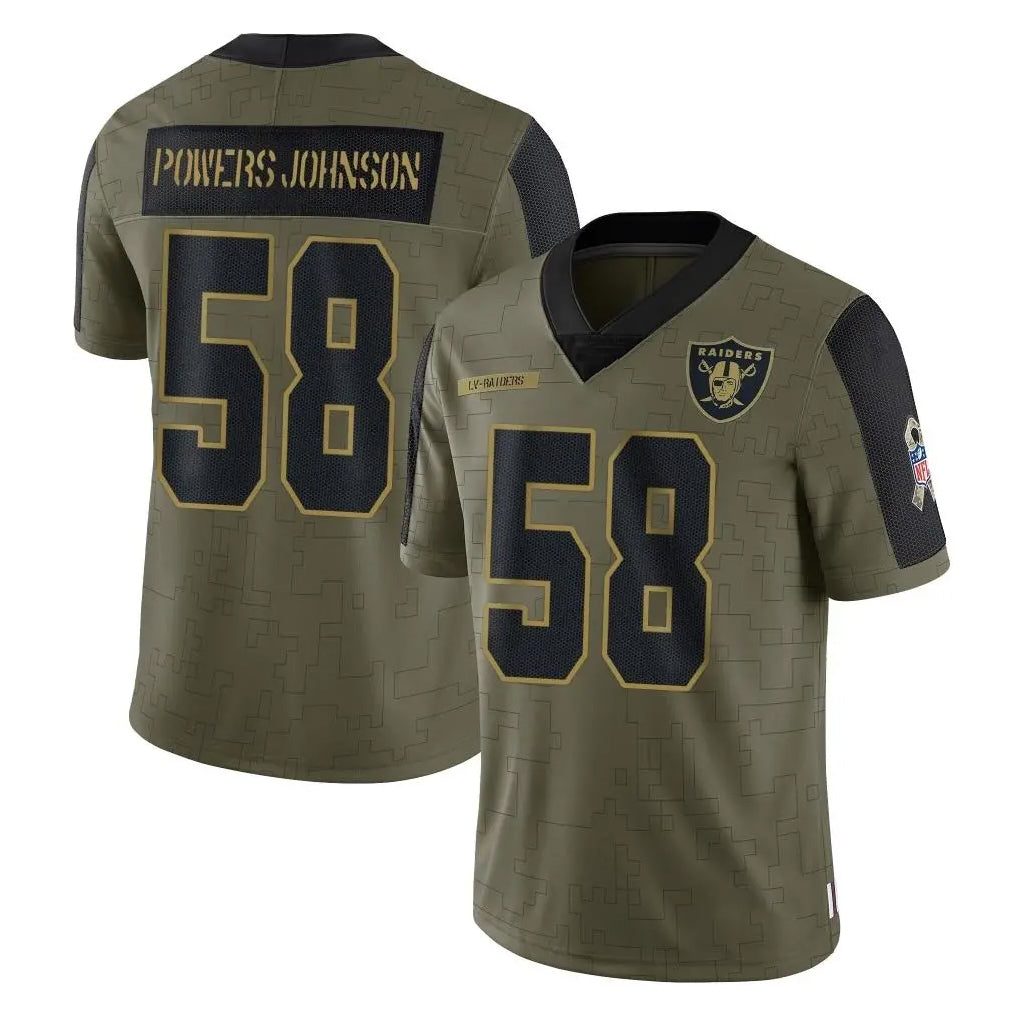 Seanshop LV.Raiders #58 Jackson Powers-Johnson Player Olive Salute To Service Limited Game Stitched Jerseys