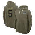 Seanshop LV.Raiders #5 Eric Stokes Player Olive Salute to Service Pullover Hoodies Limited Stitched Jerseys