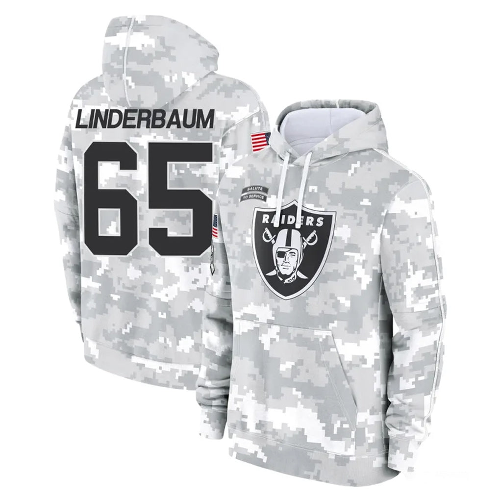 Seanshop LV.Raiders #65 Tyler Linderbaum Player Arctic Camo Salute to Service Hoodies Limited Game Stitched Jerseys