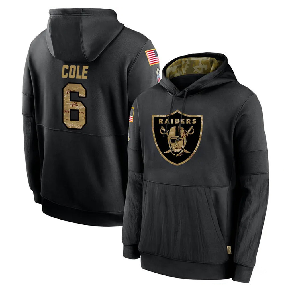 Seanshop LV.Raiders #6 A.J. Cole Player Black Salute to Service Hoodies Limited Game Stitched Jerseys
