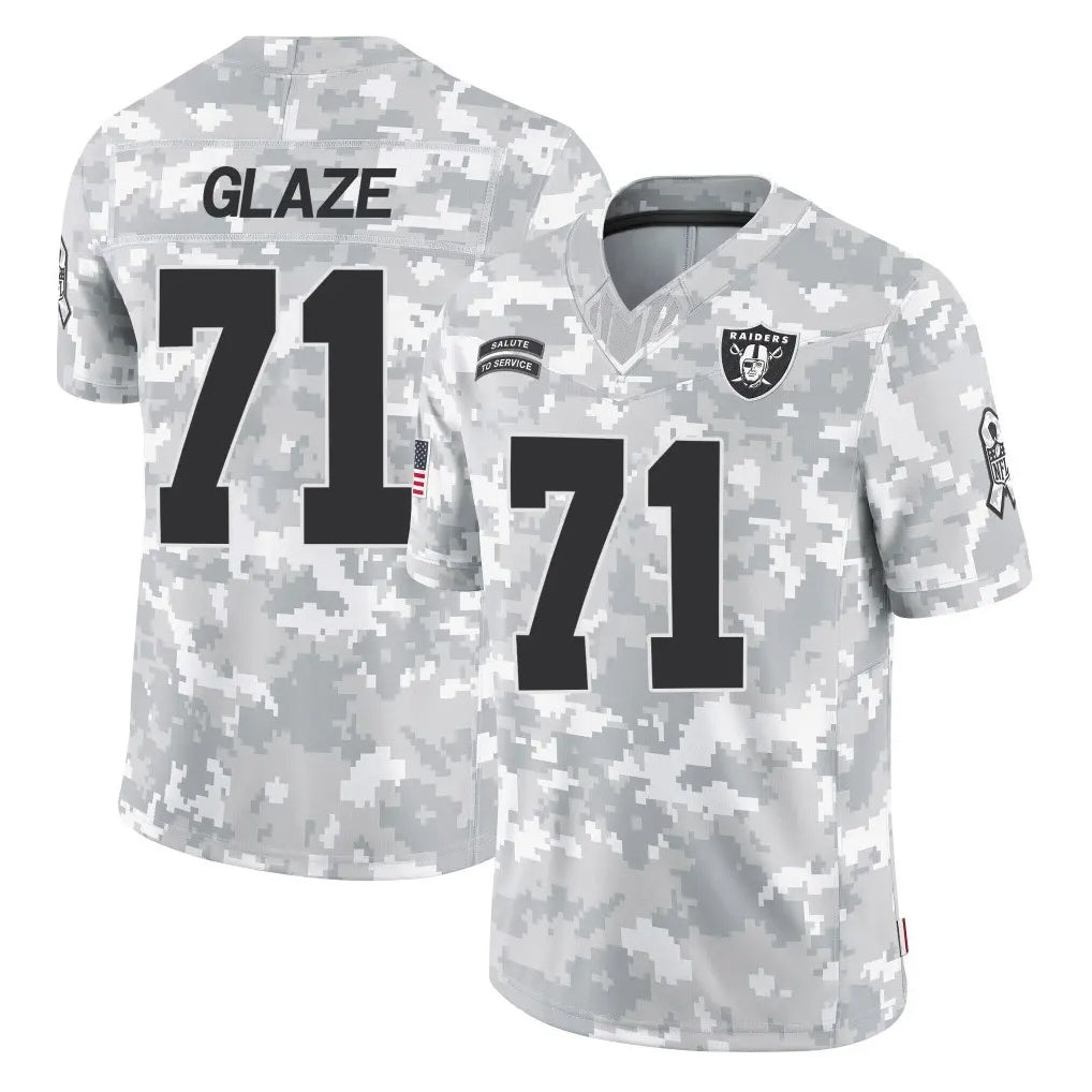 Seanshop LV.Raiders #71 DJ Glaze Player Arctic Camo Salute To Service Limited Game Stitched Jerseys