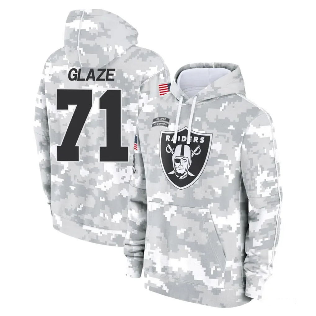 Seanshop LV.Raiders #71 DJ Glaze Player Arctic Camo Salute to Service Hoodies Limited Game Stitched Jerseys