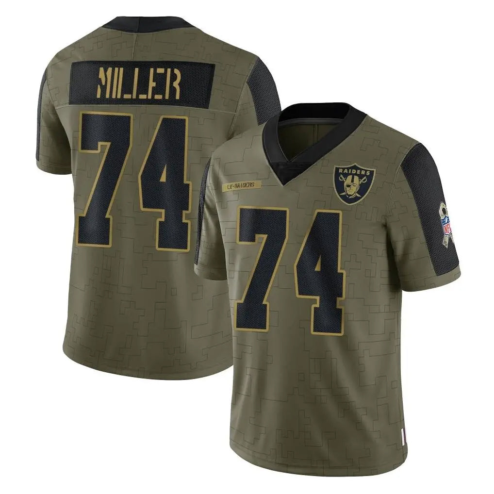 Seanshop LV.Raiders #74 Kolton Miller Player Olive Salute To Service Limited Game Stitched Jerseys