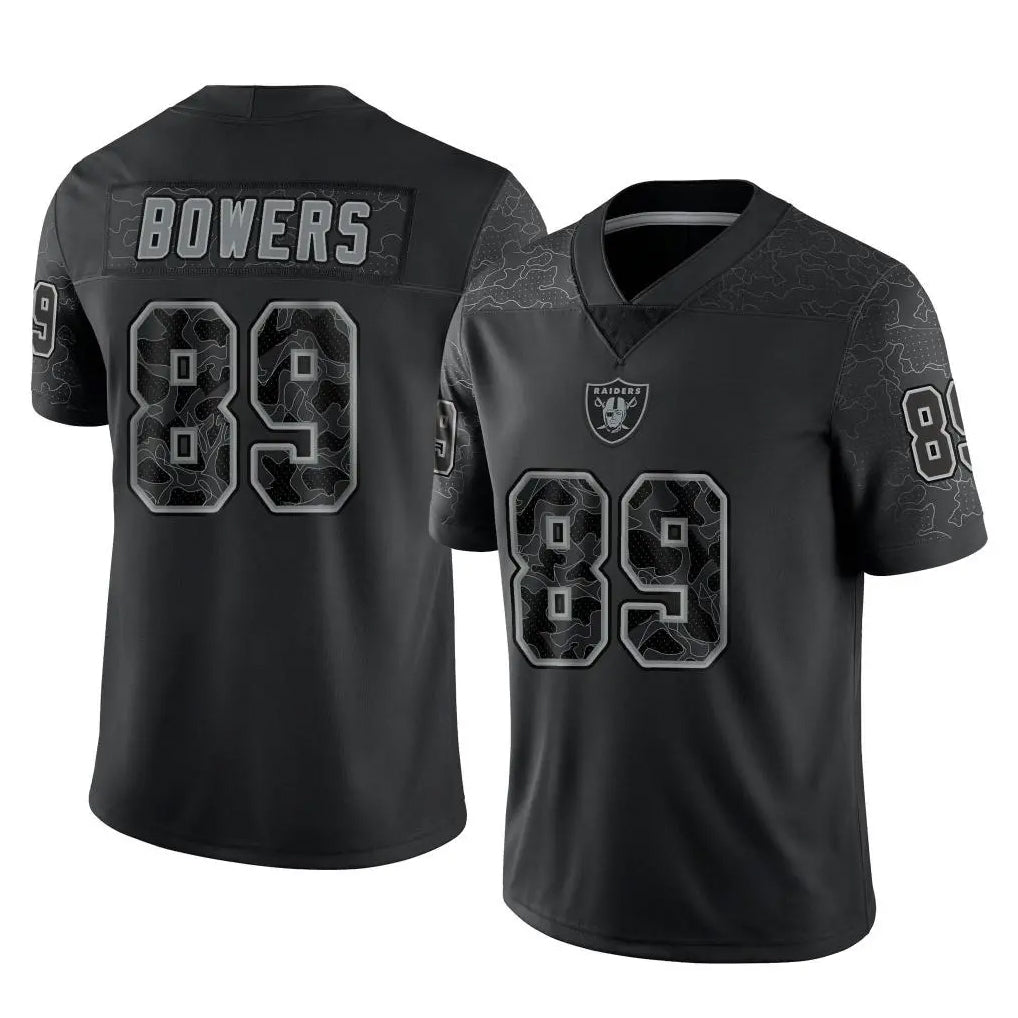 Seanshop LV.Raiders #89 Brock Bowers Player Black Reflective Limited Game Stitched Jerseys