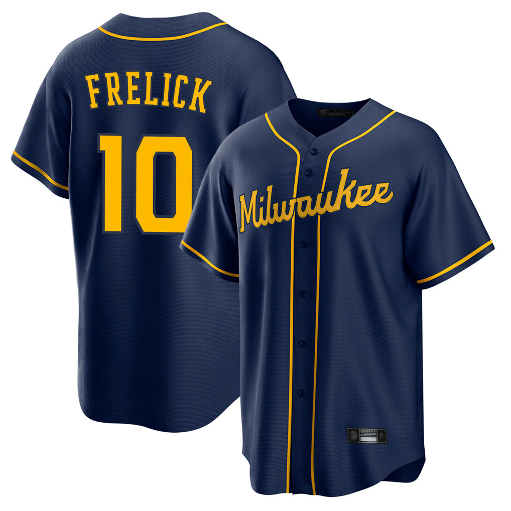 Seanshop M.Brewers #10 Sal Frelick Player Navy Home Game Stitched Jerseys