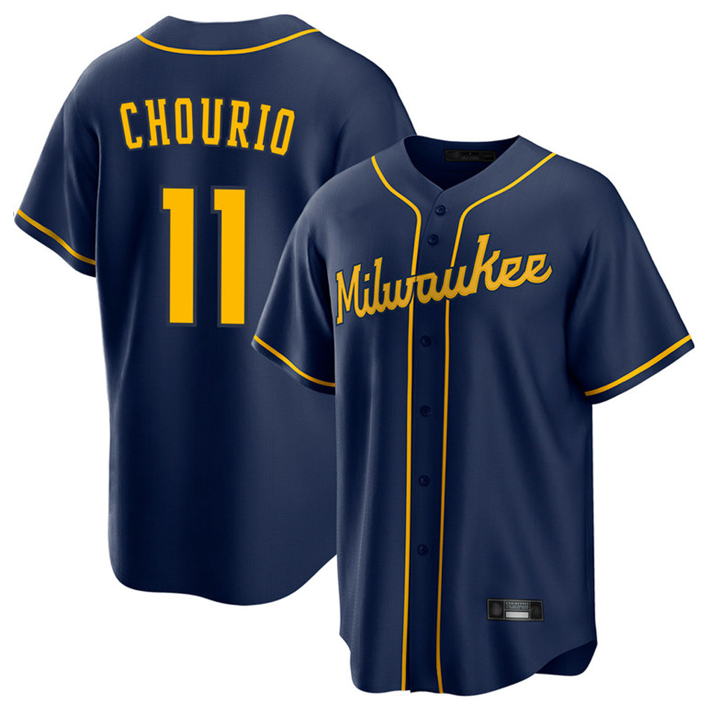 Seanshop M.Brewers #11 Jackson Chourio Player Navy Home Game Stitched Jerseys