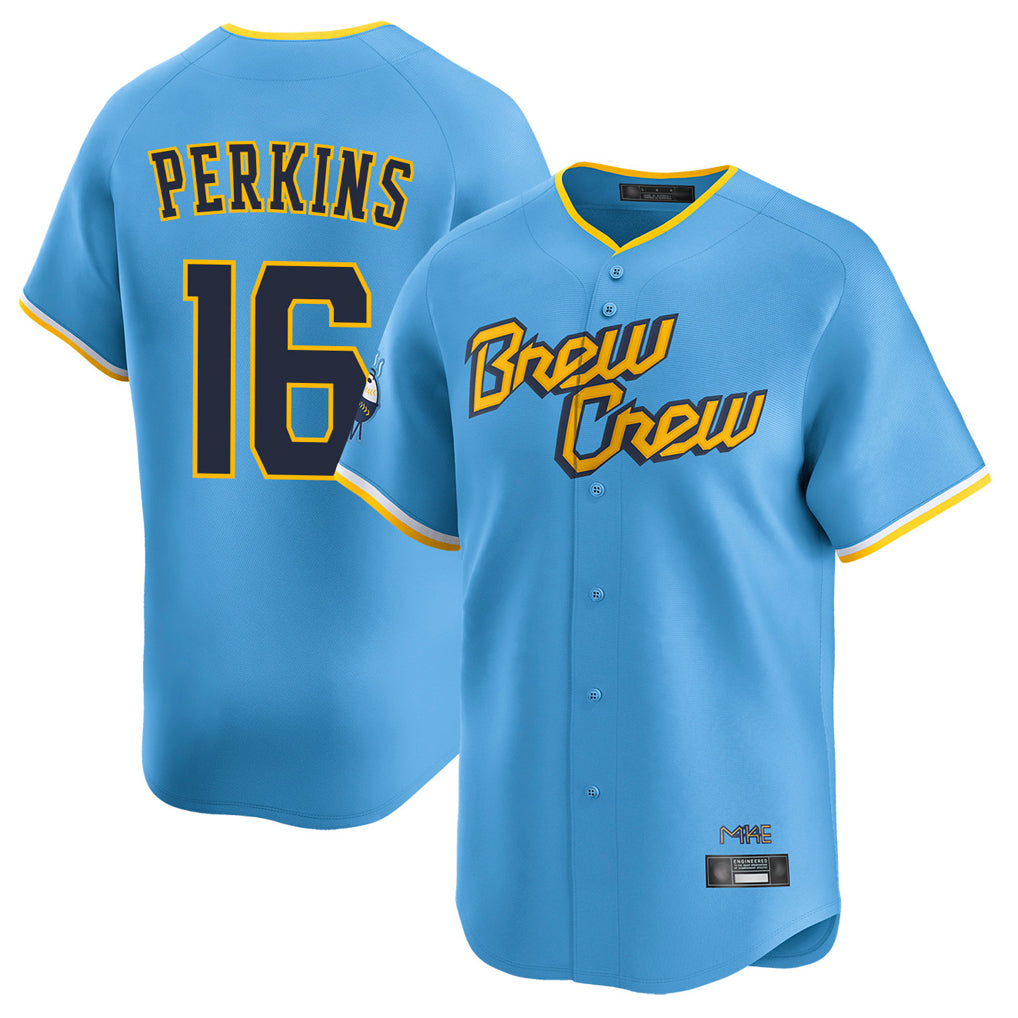 Seanshop M.Brewers #16 Blake Perkins Player Light Blue City Connect Home Limited Stitched Jerseys