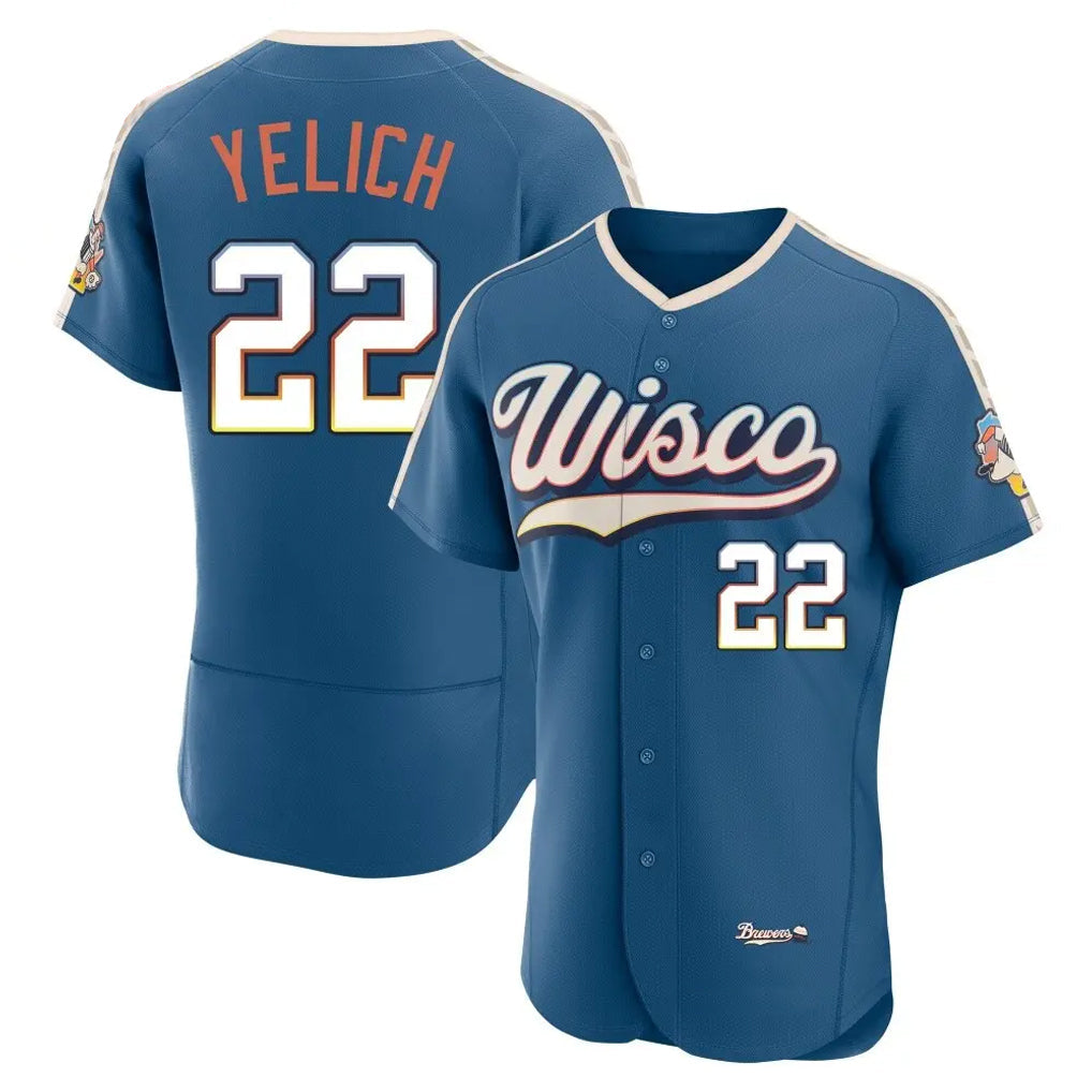 Seanshop M.Brewers #22 Christian Yelich Player Blue 2026 City Connect Home Limited Elite Stitched Jerseys