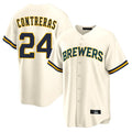 Seanshop M.Brewers #24 William Contreras Player Cream Home Game Stitched Jerseys