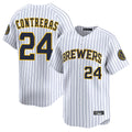 Seanshop M.Brewers #24 William Contreras Player White Stripes Home Limited Game Stitched Jerseys