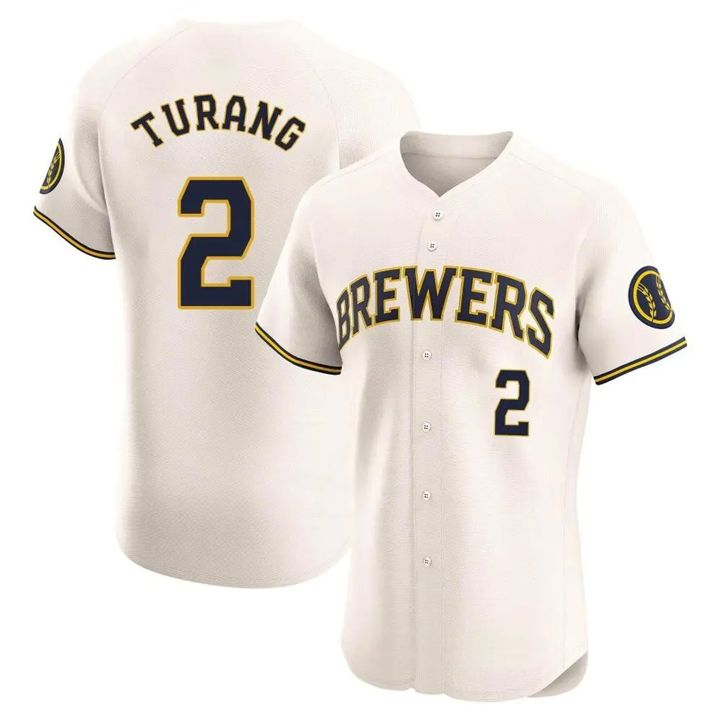 Seanshop M.Brewers #2 Brice Turang Player Cream Home Limited Elite Stitched Jerseys