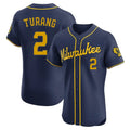 Seanshop M.Brewers #2 Brice Turang Player Navy Home Limited Elite Stitched Jerseys