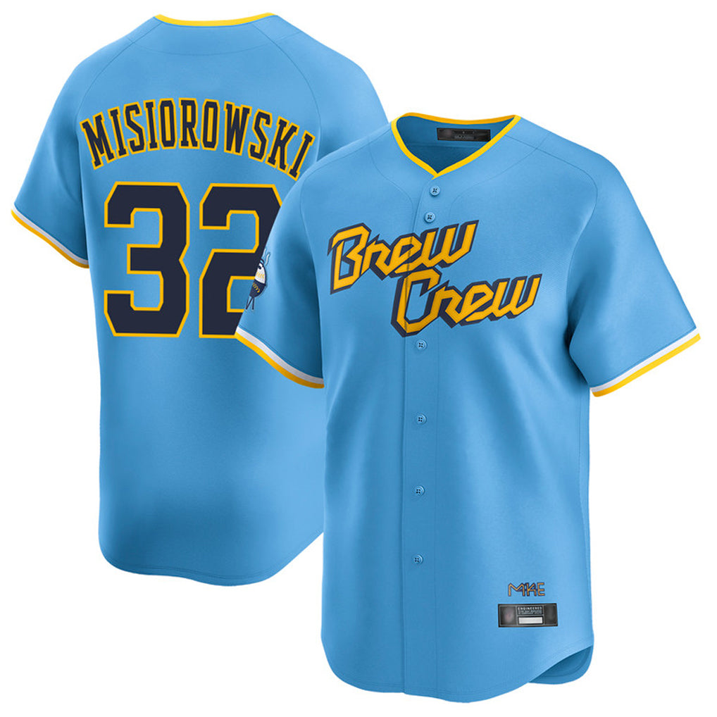 Seanshop M.Brewers #32 Jacob Misiorowski Player Light Blue City Connect Home Limited Stitched Jerseys