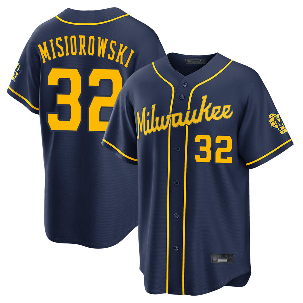 Seanshop M.Brewers #32 Jacob Misiorowski Player Navy Home Stadium Game Stitched Jerseys