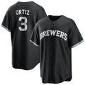 Seanshop M.Brewers #3 Joey Ortiz Player Black Game Home Stitched Jerseys