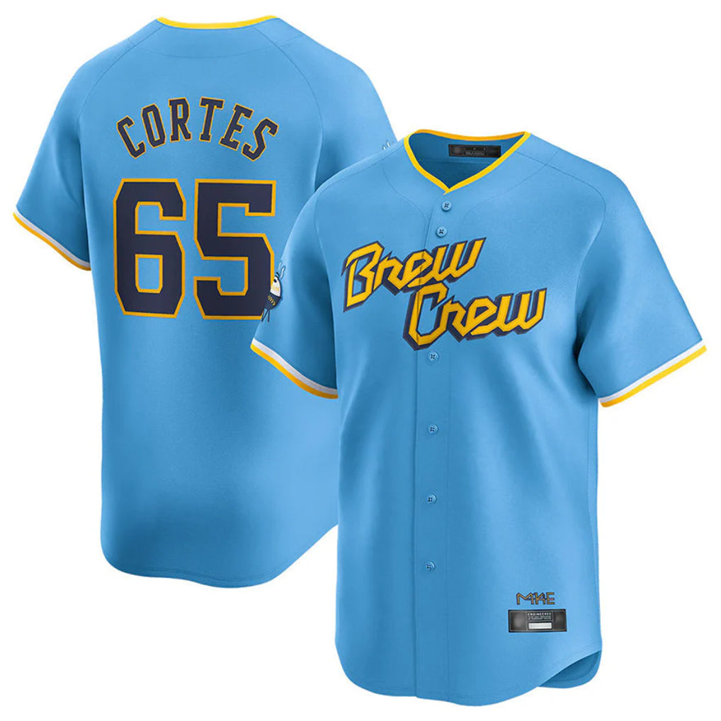 Seanshop M.Brewers #65 Nestor Cortes Player Light Blue City Connect Home Limited Stitched Jerseys