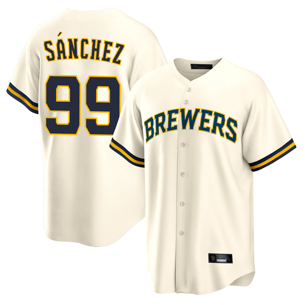Seanshop M.Brewers #99 Gary Sanchez Player Cream Home Game Stitched Jerseys