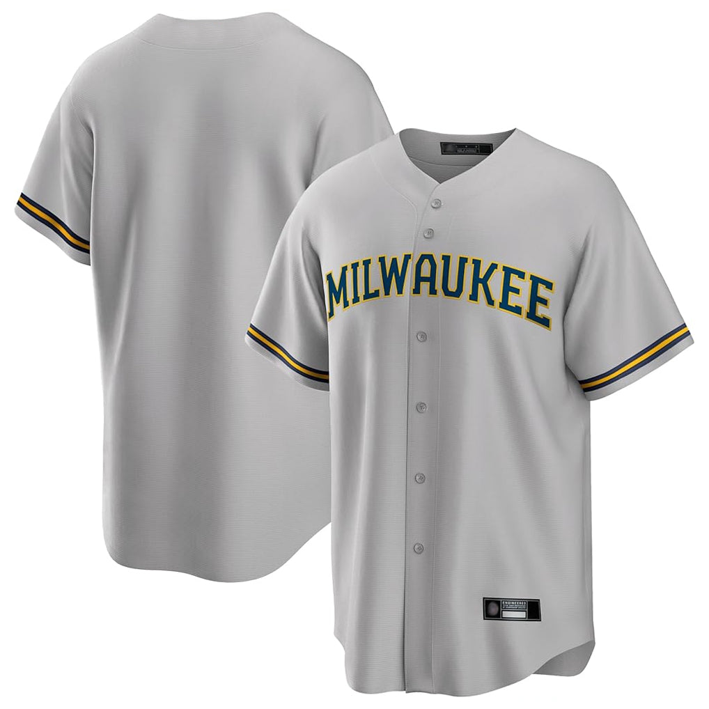 Seanshop M.Brewers Blank Player Gray Home Game Stitched Jerseys