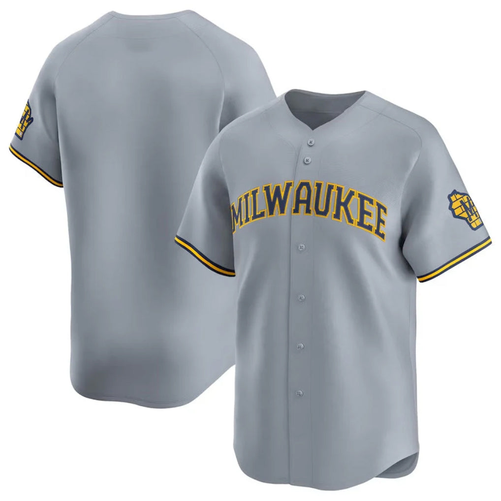 Seanshop M.Brewers Blank Player Gray Home Limited Stitched Jerseys