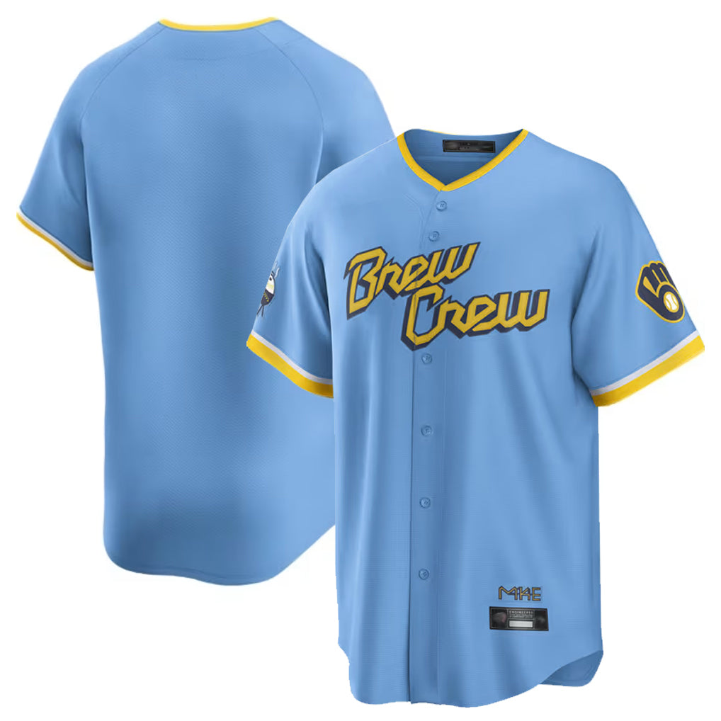 Seanshop M.Brewers Blank Player Light Blue City Connect Home Game Stitched Jerseys