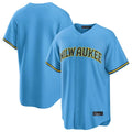 Seanshop M.Brewers Blank Player Light Blue Road Stadium Game Stitched Jerseys