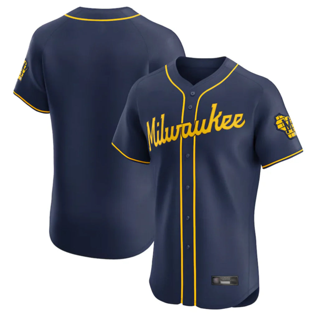 Seanshop M.Brewers Blank Player Navy Home Limited Elite Stitched Jerseys