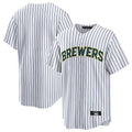 Seanshop M.Brewers Blank Player White Stripes Home Game Stitched Jerseys