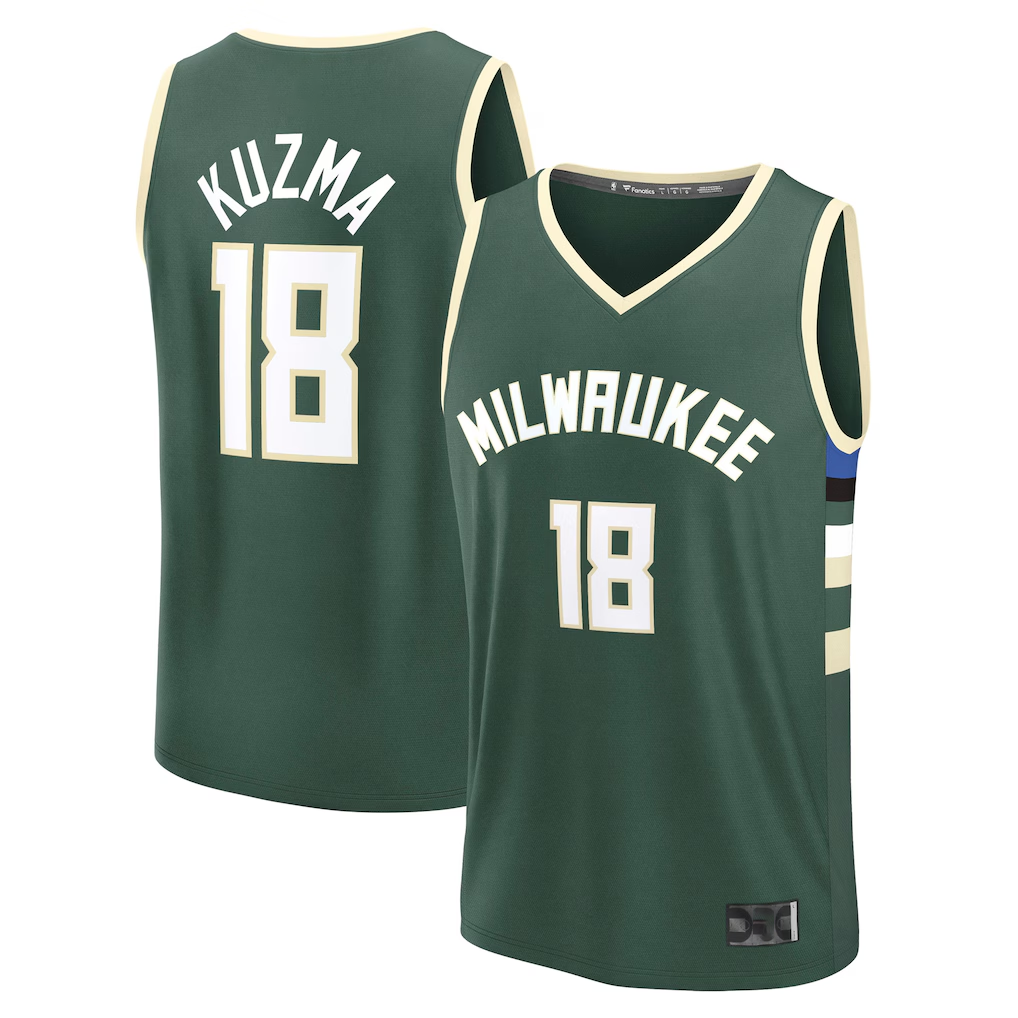 Seanshop M.Bucks #18 Kyle Kuzma  Hunter Green Fast Break Replica Player Jerseys - Icon Edition