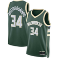 Seanshop M.Bucks #34 Giannis Antetokounmpo Hunter Green Swingman Jerseys - Icon Edition