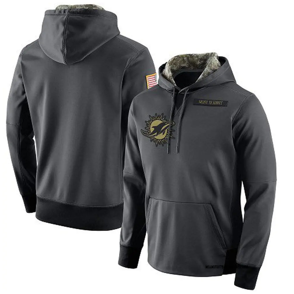 Seanshop M.Dolphins Gray Pullover Hoodies Limited Blank Player Stitched Jerseys