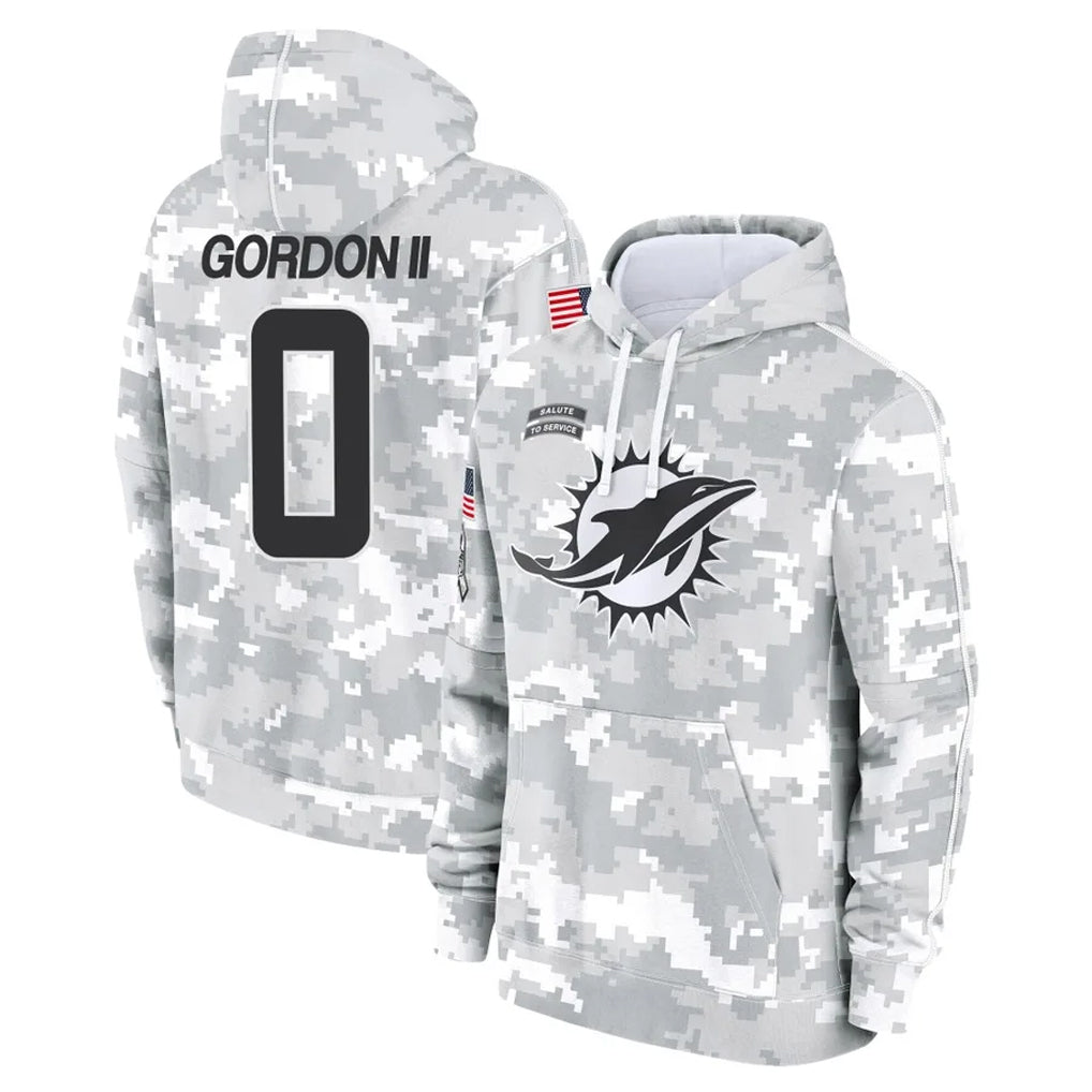 Seanshop M.Dolphins #0 Ollie Gordon II Player Arctic Camo Salute to Service Hoodies Limited Game Stitched Jerseys